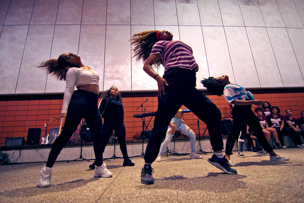 An imaged that shows dancers in motion.