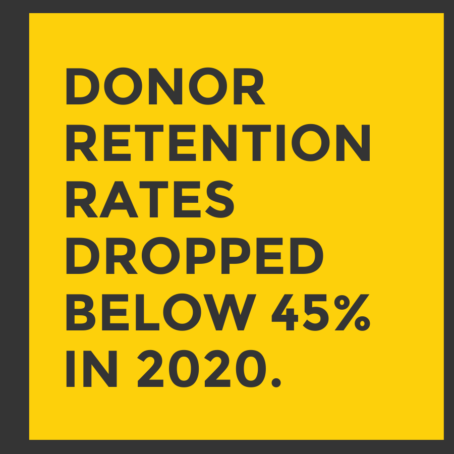 A stat about donor retention rates in 2020.